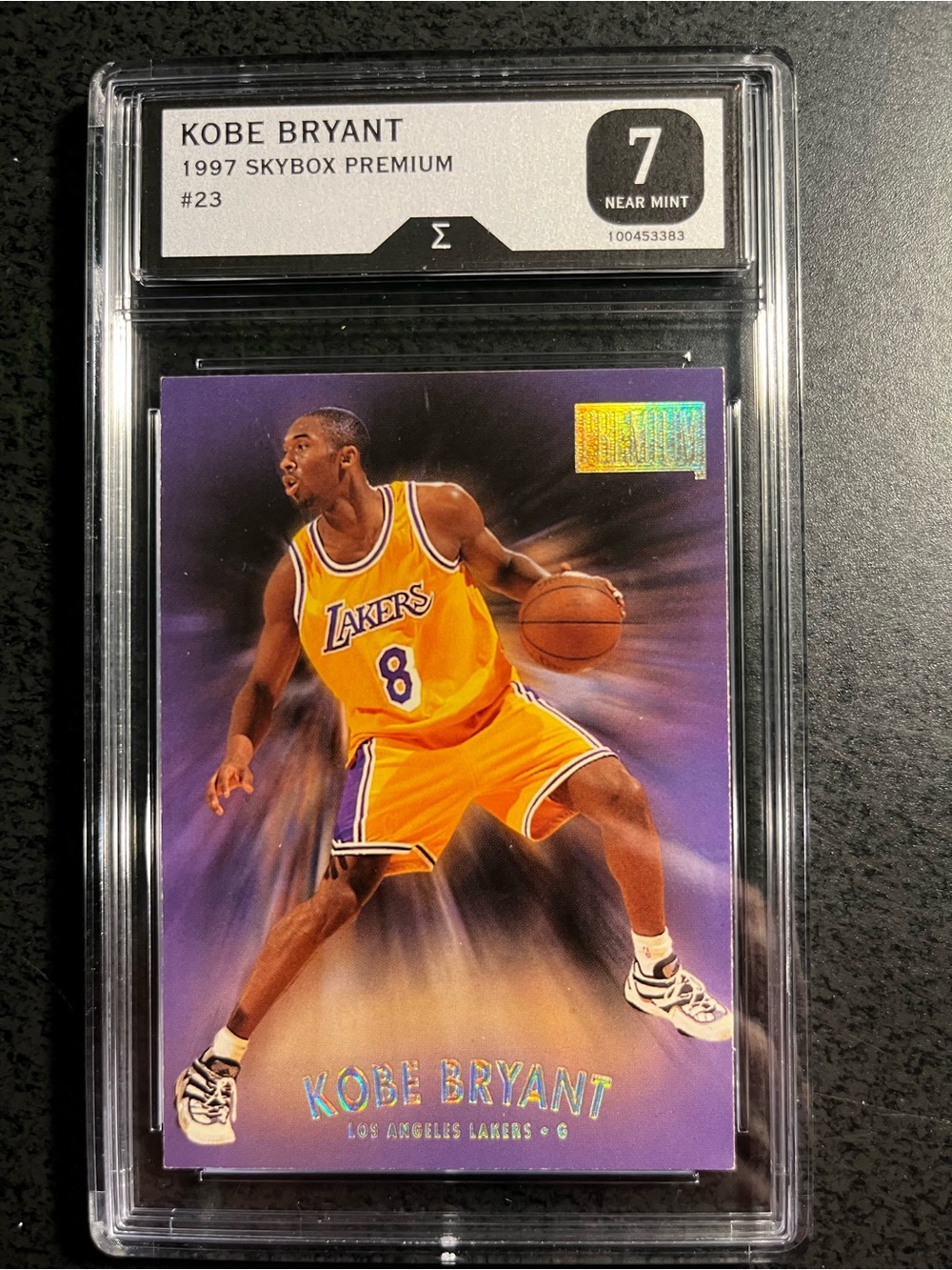 Kobe Bryant 1997 Skybox Premium Graded 7 Card - Lakers Purple & Gold